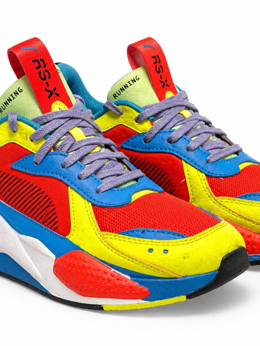 Puma Neon Yellow, Red & Blue Colorblock Running Sneakers